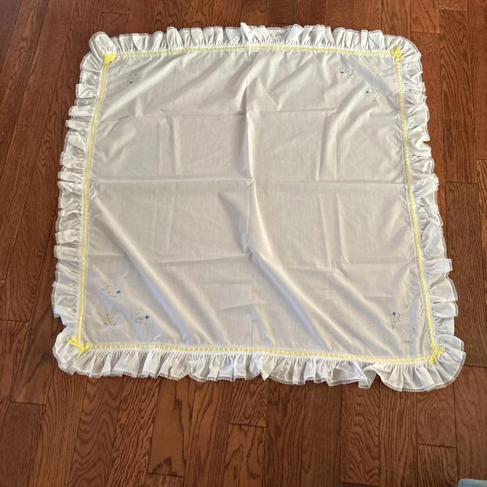 Handmade White Embroidered‎ Baby Blanket. Ducks. Gender Neutral. Ships In 24hrs